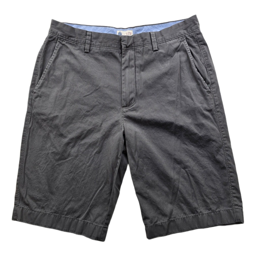 J.Crew Chino Shorts Mens 32‎ Charcoal Gray 100% Cotton 9" Inseam Casual Classic